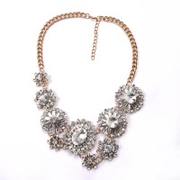 Diamante Crystal Floral Sunburst Statement Necklace